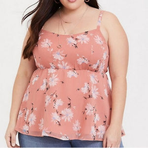 Torrid Babydoll Peach Floral Cami Tank Size 2